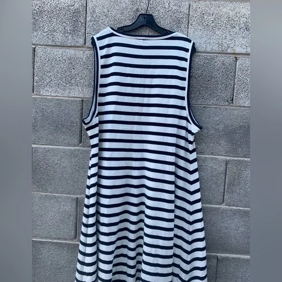 J Crew 3X High-Low Maxi Tank Dress In Navy White Stripe Nautical Vacation A0477 - Picture 9 of 13